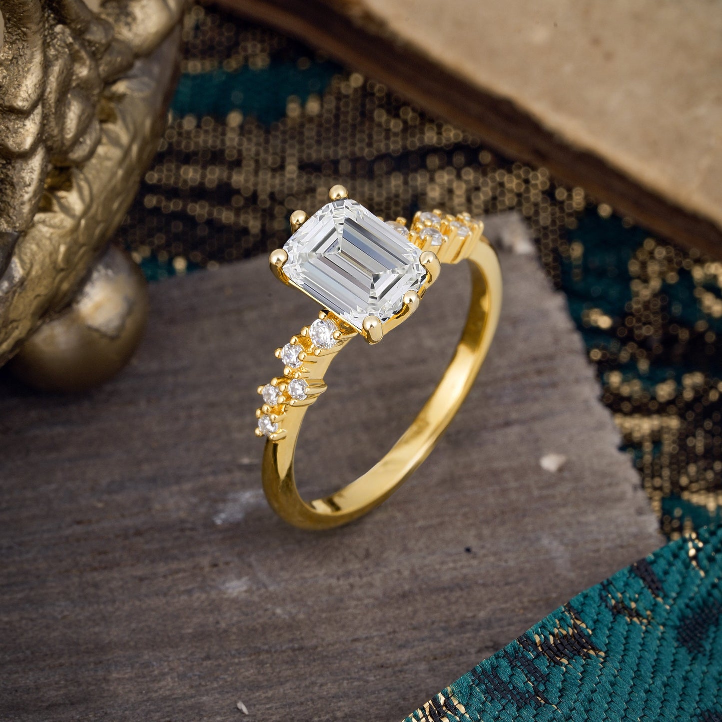 6 Prong Timeless 3 Carat Emerald Cut Lab Diamond Engagement Ring
