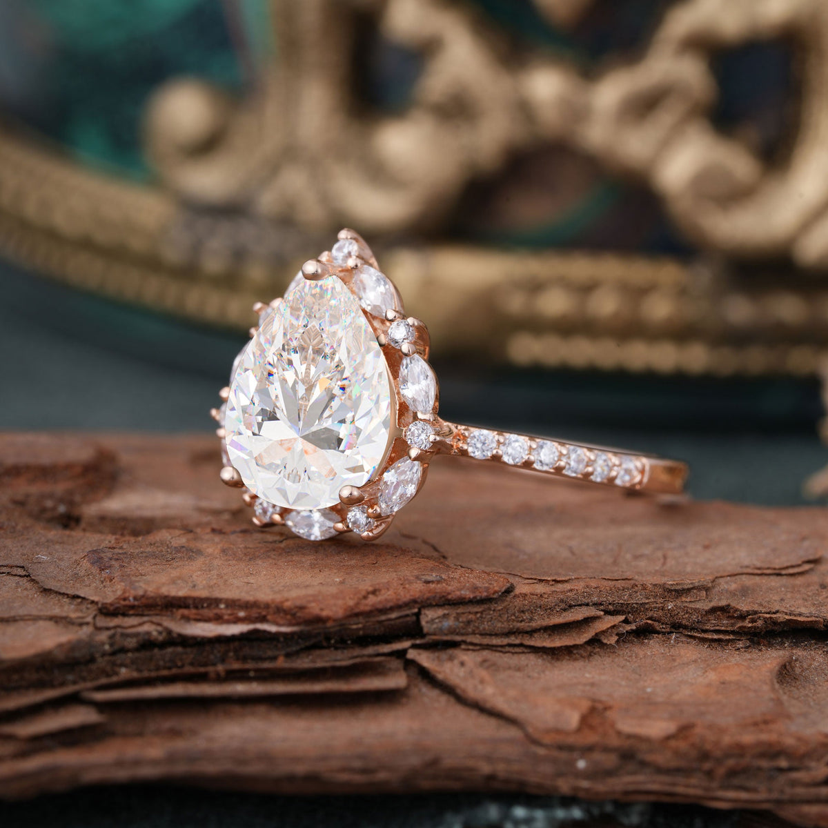Custom-made, with a 1.5-carat center stone.