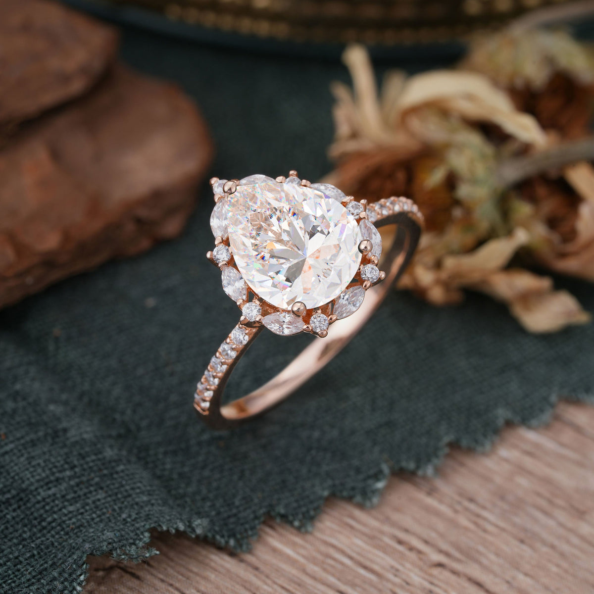 Custom-made, with a 1.5-carat center stone.