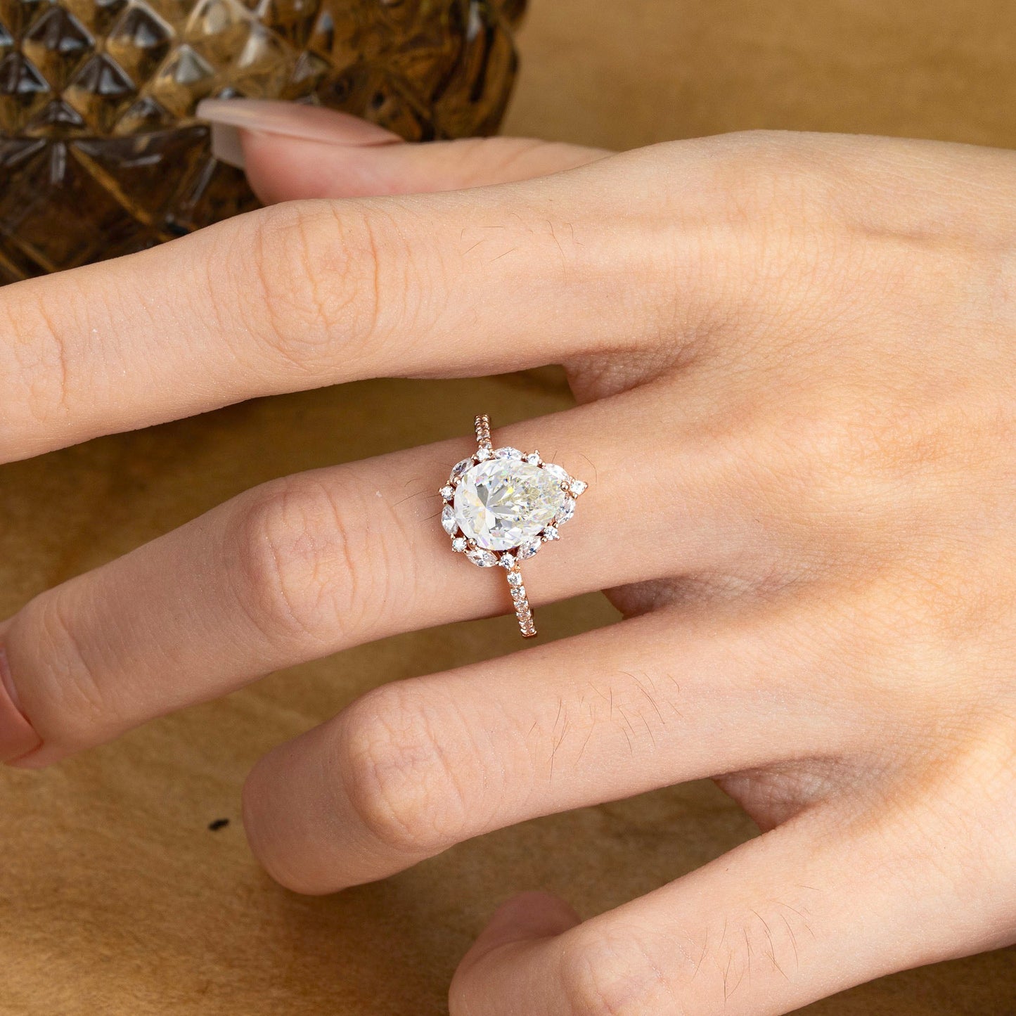 Custom-made, with a 1.5-carat center stone.