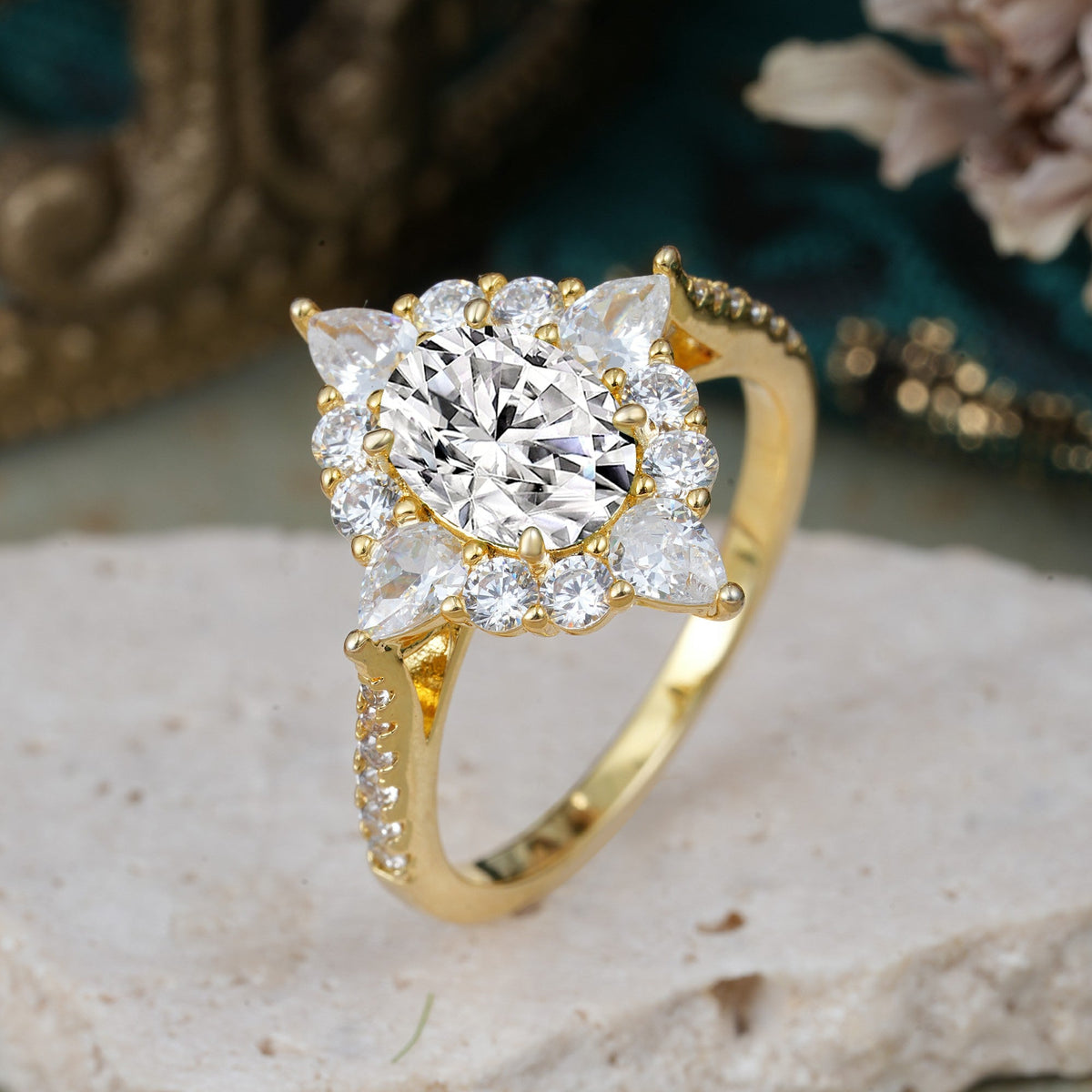 Luxury Oval Cut Halo Pavé Lab Diamond Engagement Ring