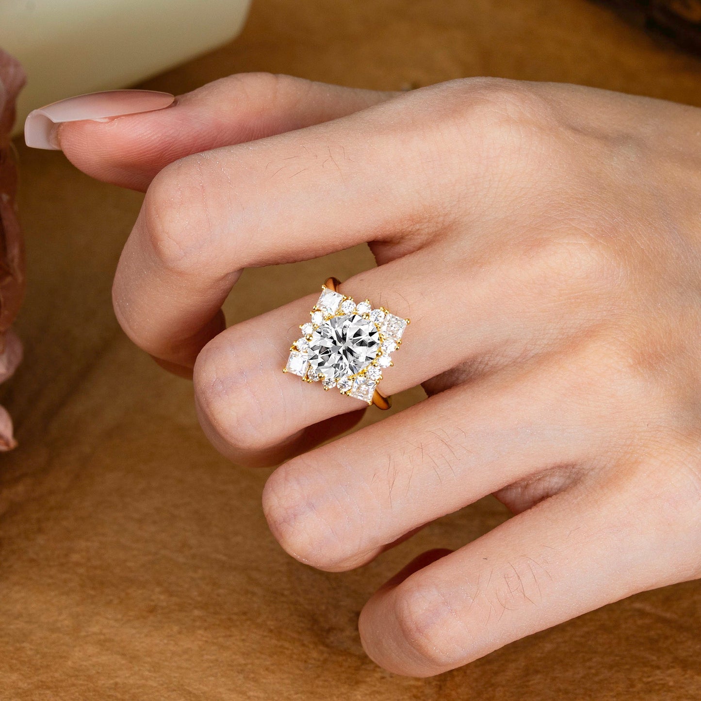 3CT Oval Cut Lab Diamond Halo Engagement Ring for Women