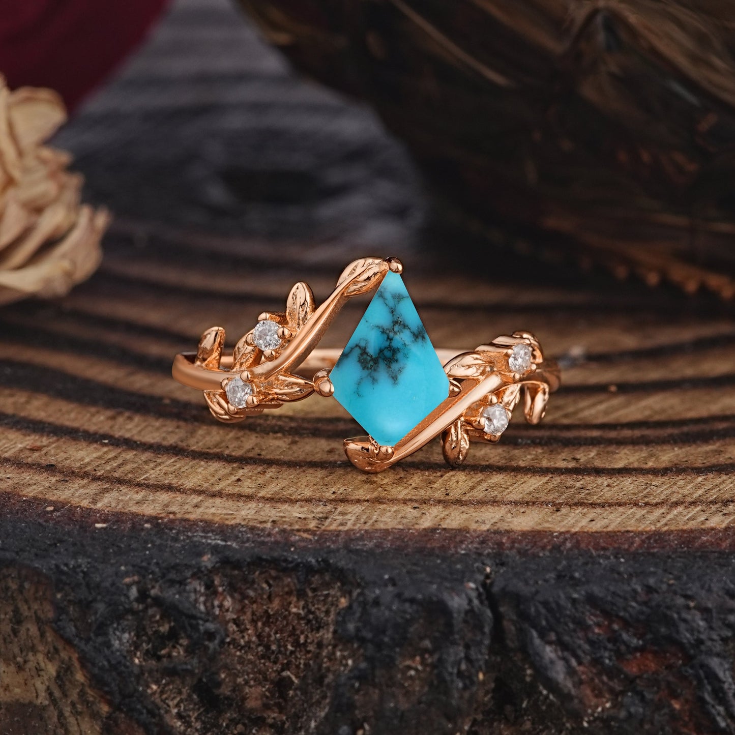 Dazzling Kite Cut Turquoise Engagement Ring