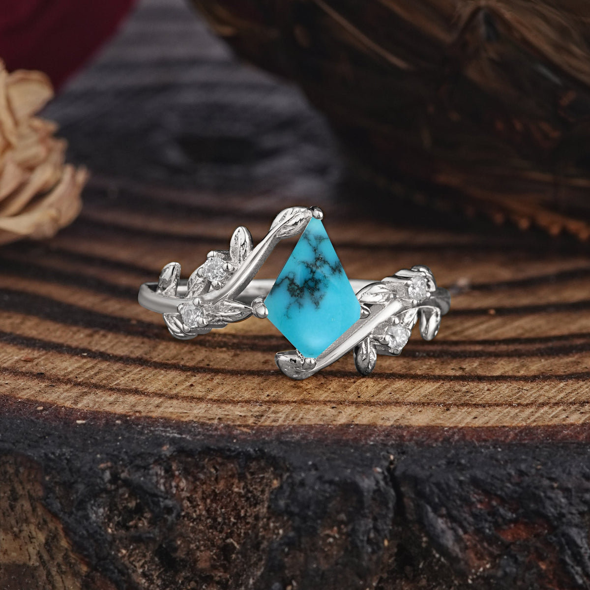 Dazzling Kite Cut Turquoise Engagement Ring