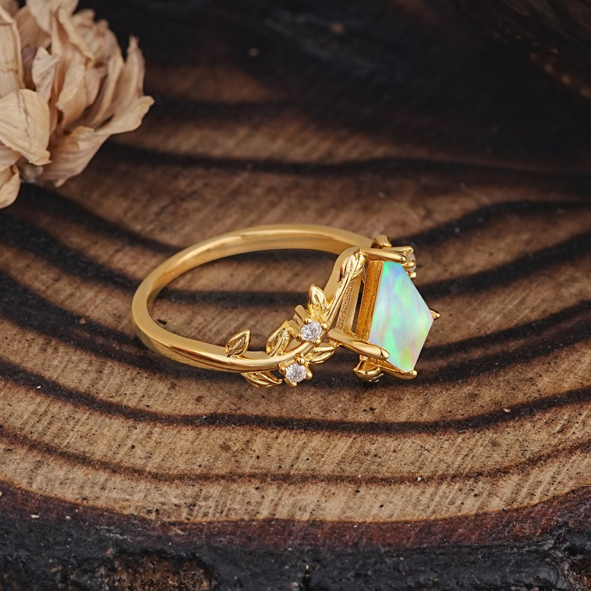 Dazzling Kite Cut Opal Engagement Ring