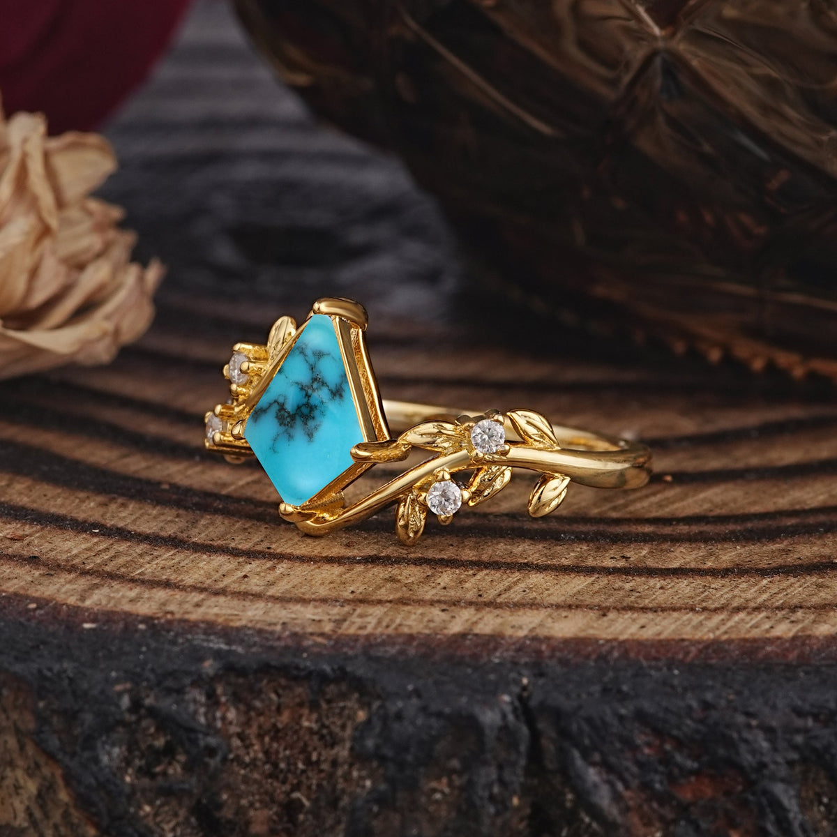 Dazzling Kite Cut Turquoise Engagement Ring