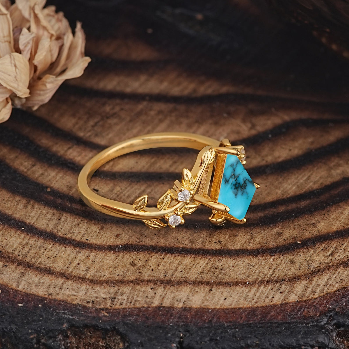 Dazzling Kite Cut Turquoise Engagement Ring