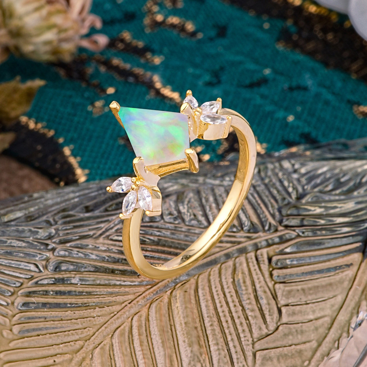 Minimalist Luxe 4-Prong Kite-Cut Opal Engagement Ring