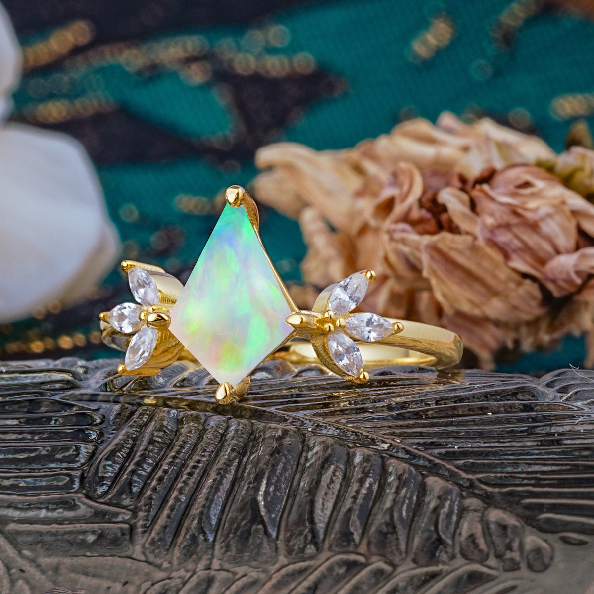 Minimalist Luxe 4-Prong Kite-Cut Opal Engagement Ring