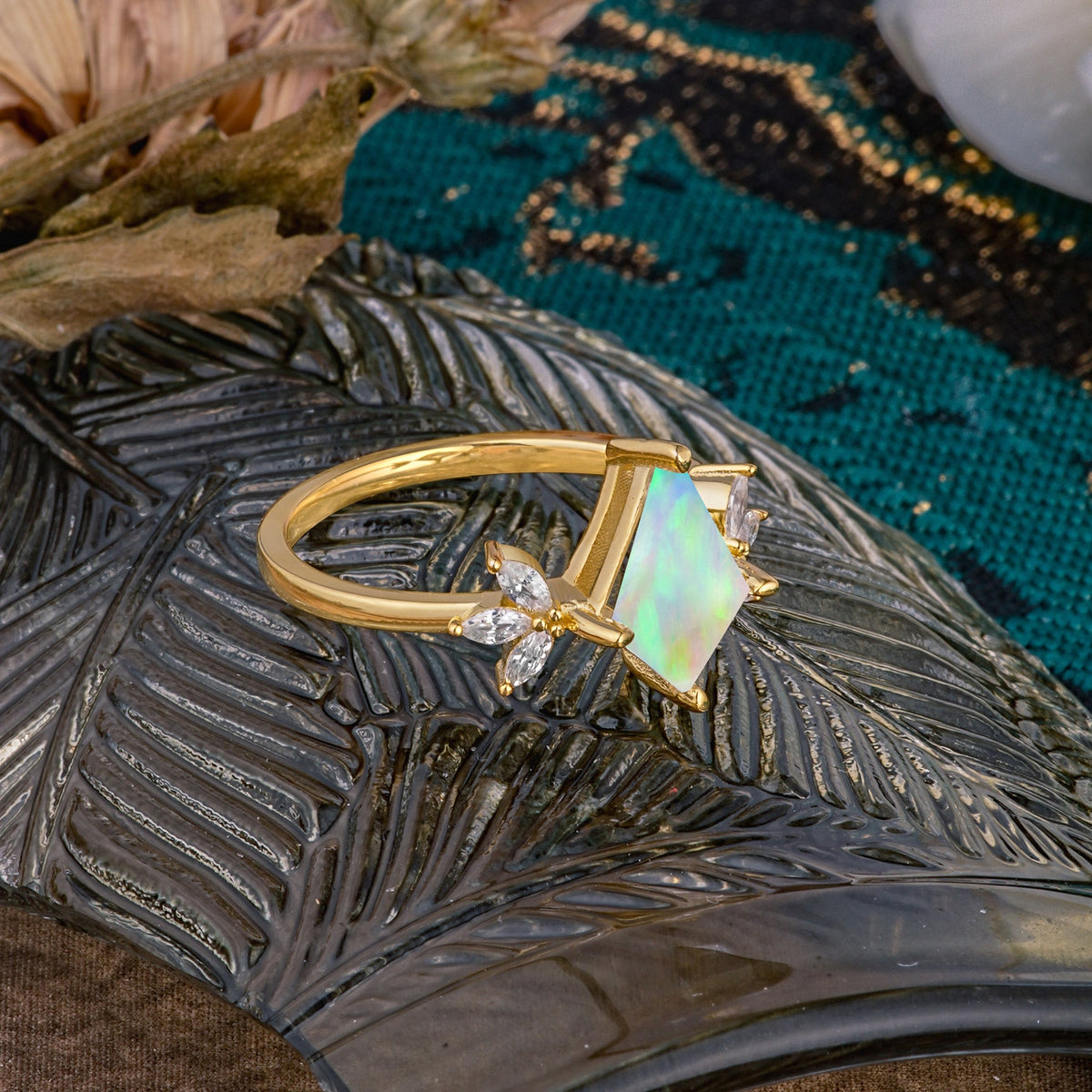 Minimalist Luxe 4-Prong Kite-Cut Opal Engagement Ring