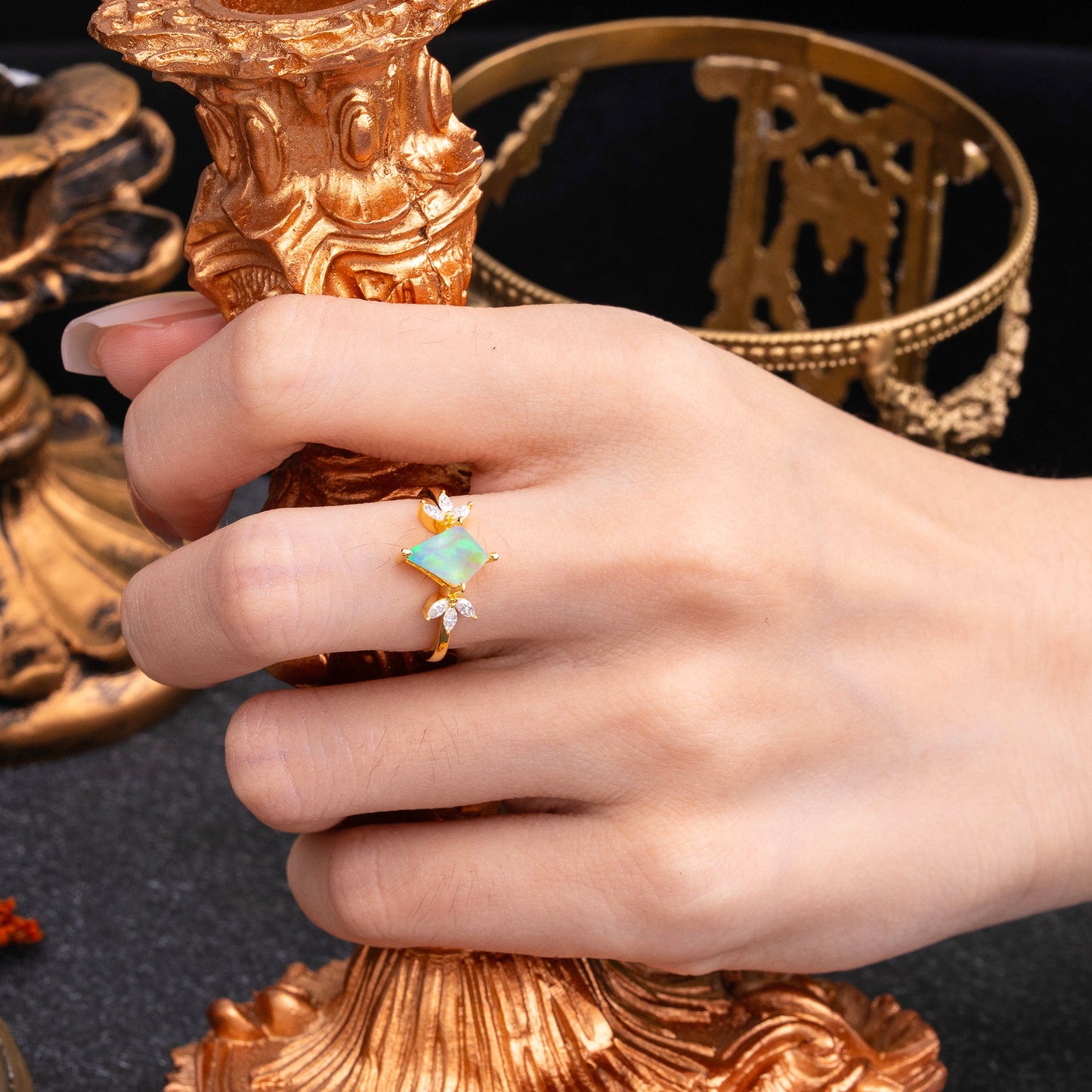 Minimalist Luxe 4-Prong Kite-Cut Opal Engagement Ring