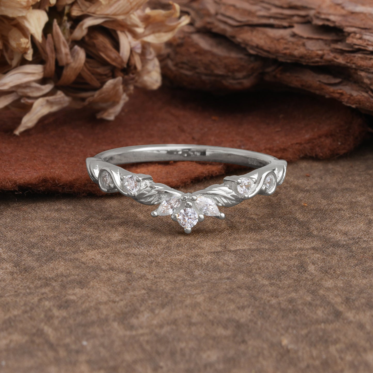 Marquise Cut Tiara Moissanite Curved Wedding Ring