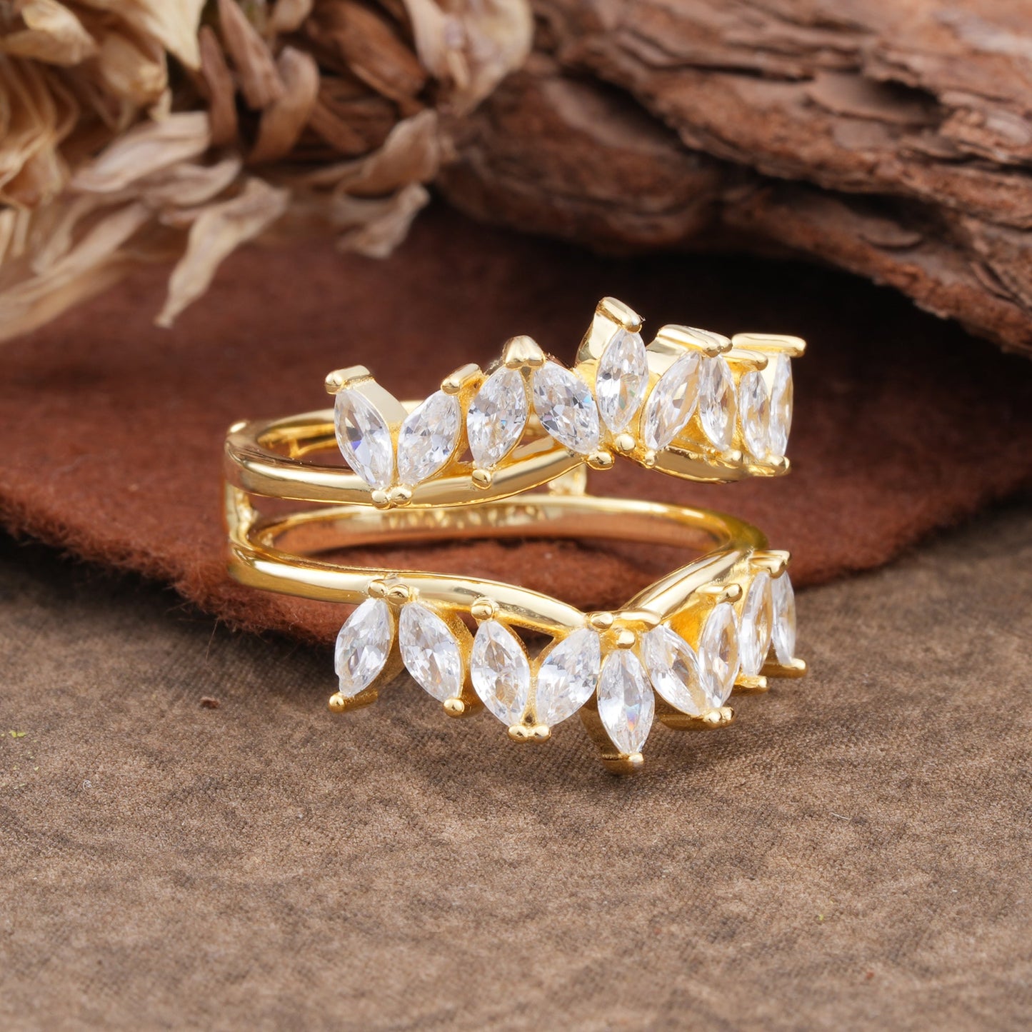 Nature Inspired Moissanite Curved Wedding Ring