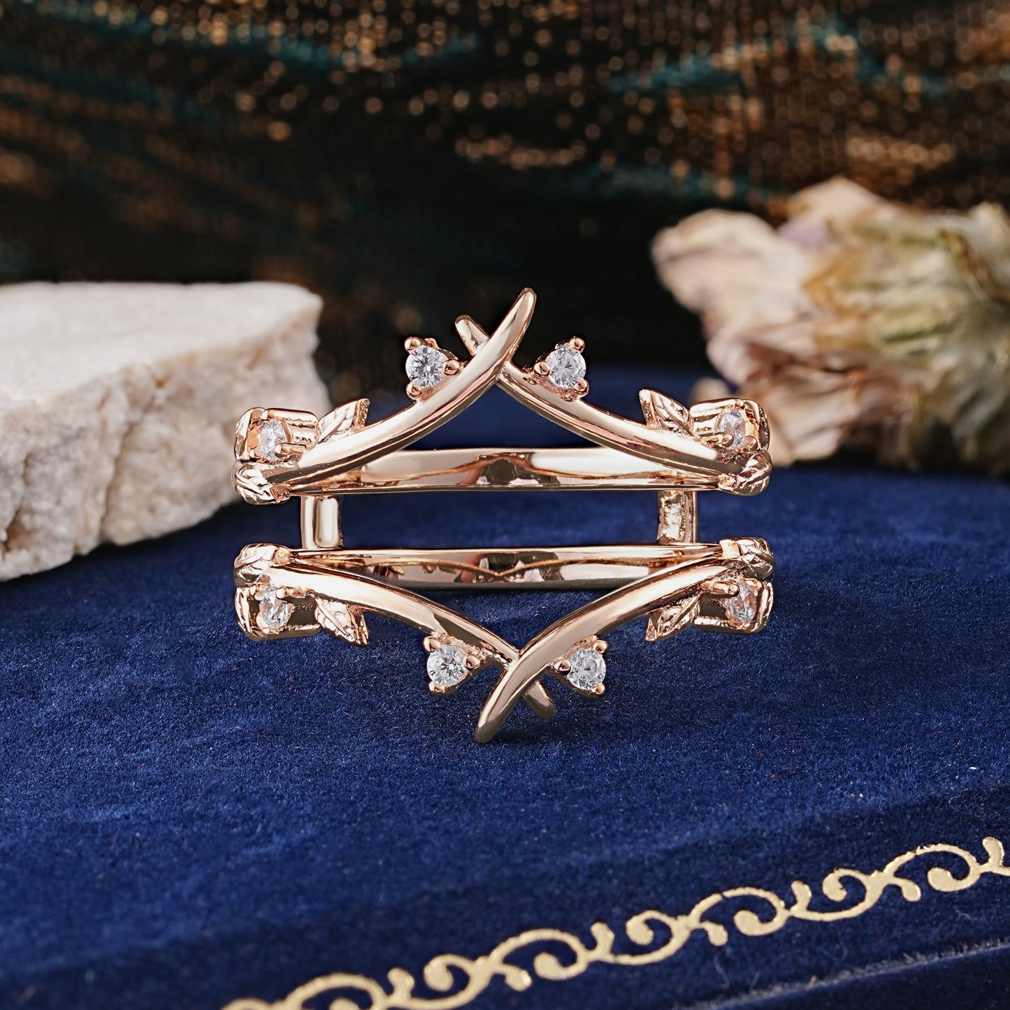Leaf Branch Double Layer Open Moissanite Wedding Ring