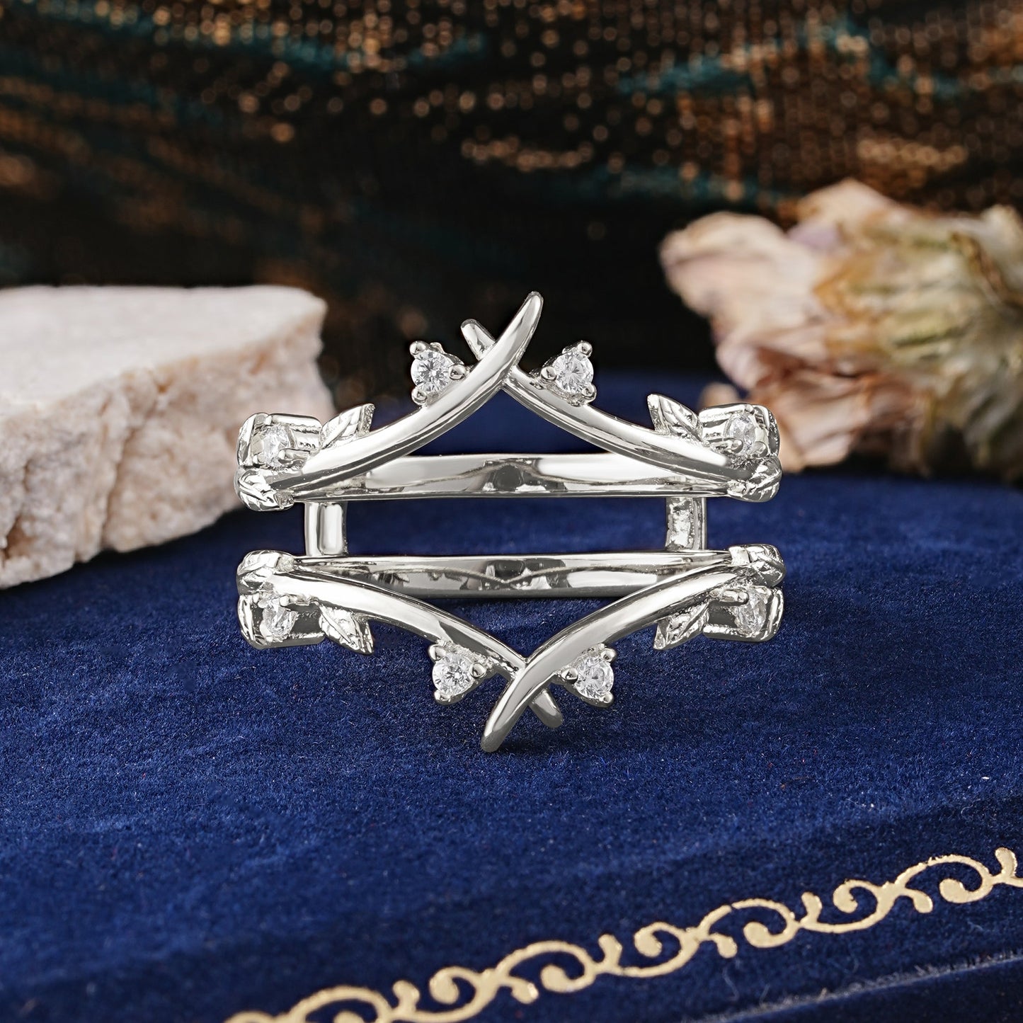 Leaf Branch Double Layer Open Moissanite Wedding Ring