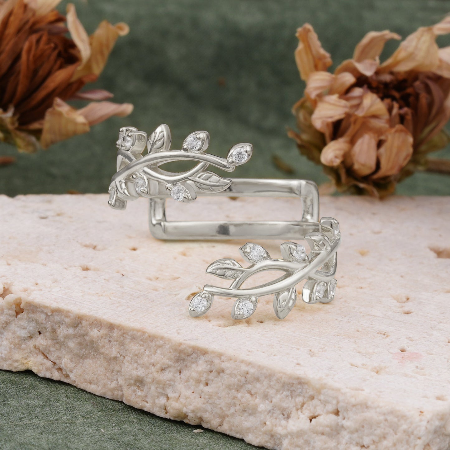 Nature Inspired Leaf Branch Moissanite Wedding Ring
