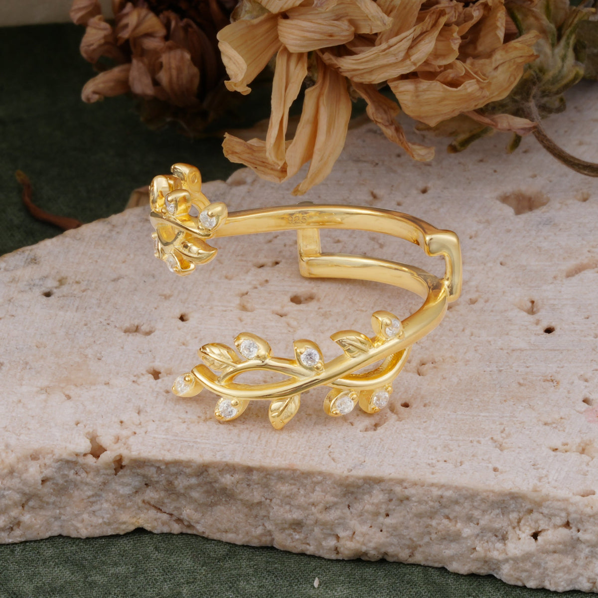 Nature Inspired Leaf Branch Moissanite Wedding Ring
