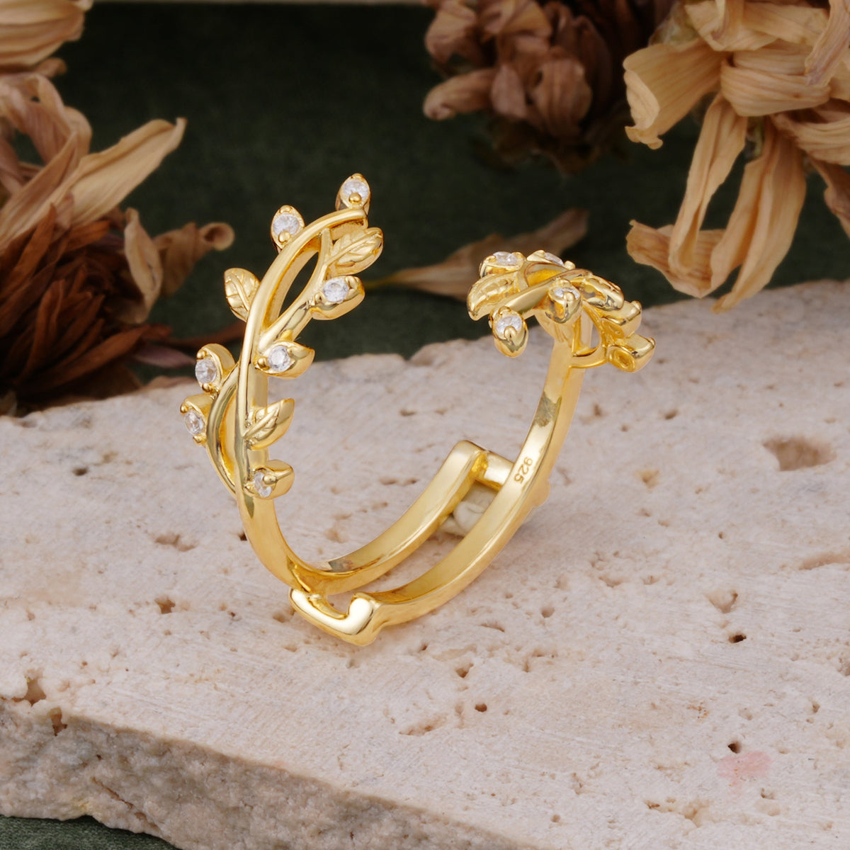 Nature Inspired Leaf Branch Moissanite Wedding Ring