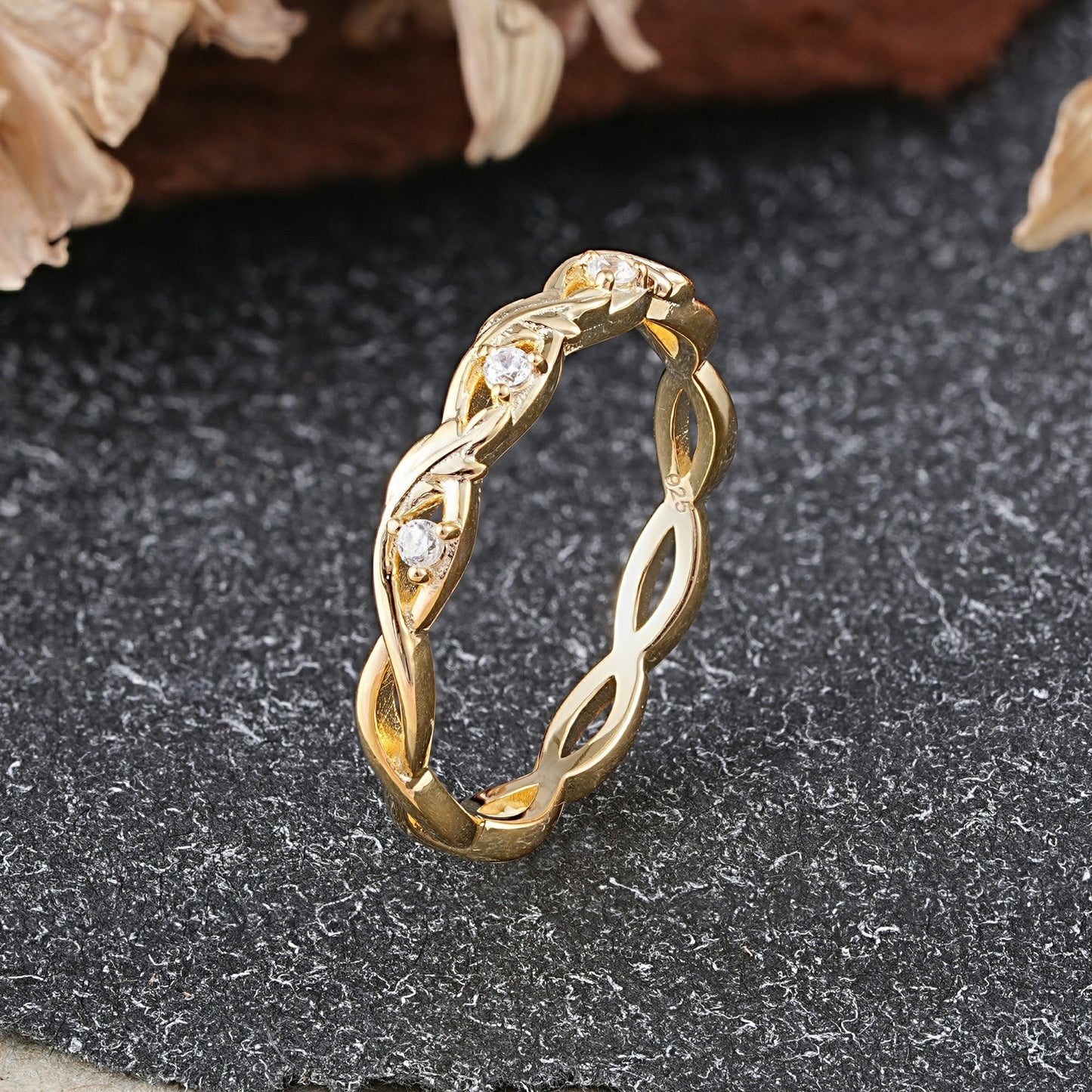 Vintage Infinity Braided Moissanite Full Eternity Wedding Band