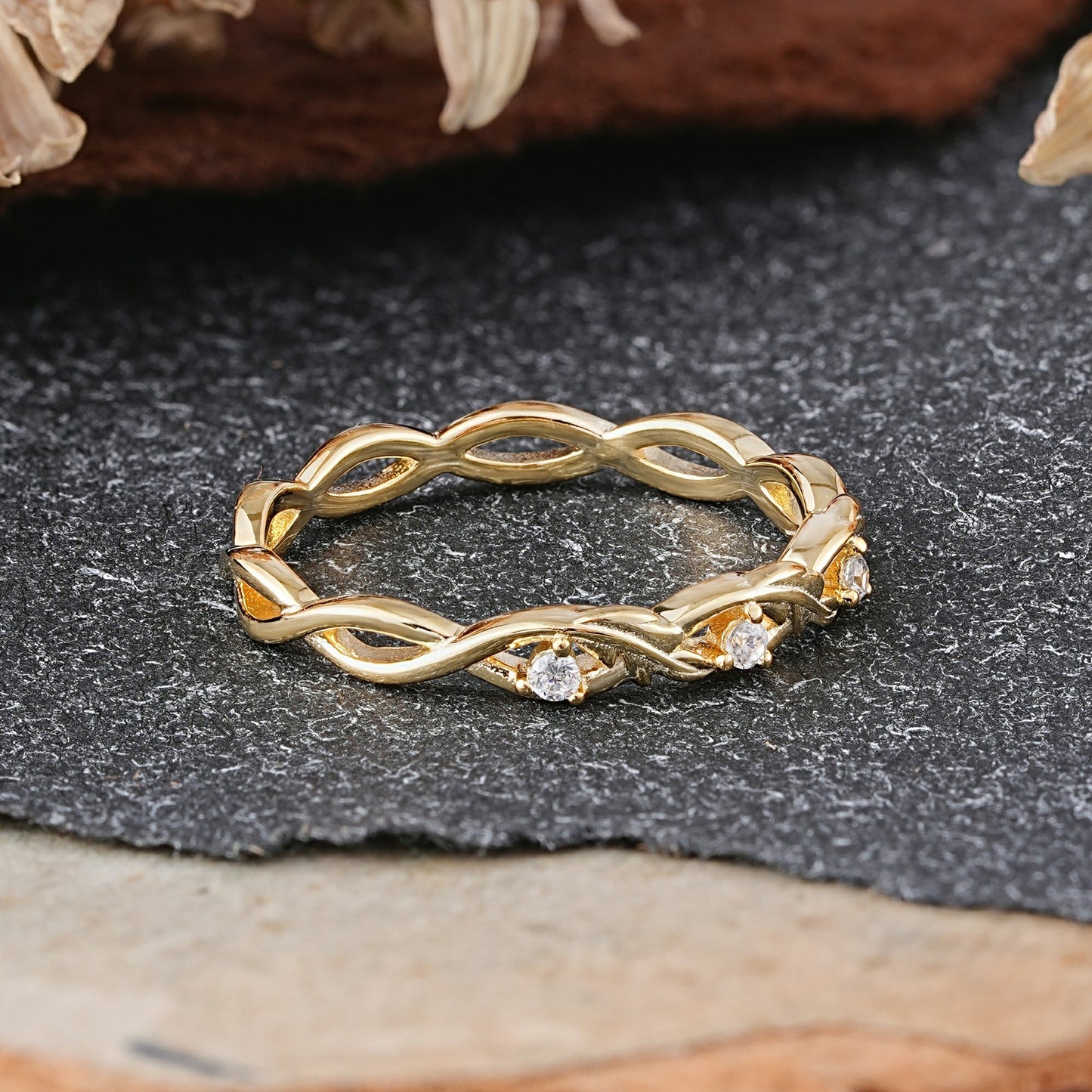 Vintage Infinity Braided Moissanite Full Eternity Wedding Band