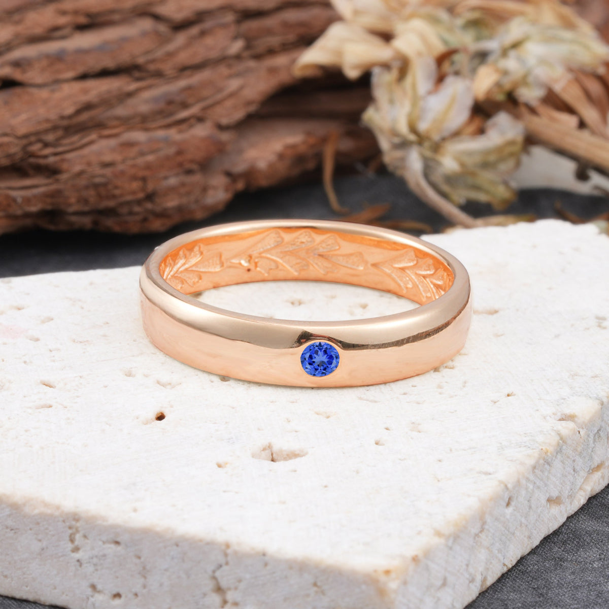 Iuxurious Round Cut Sapphire Men's Wedding Band