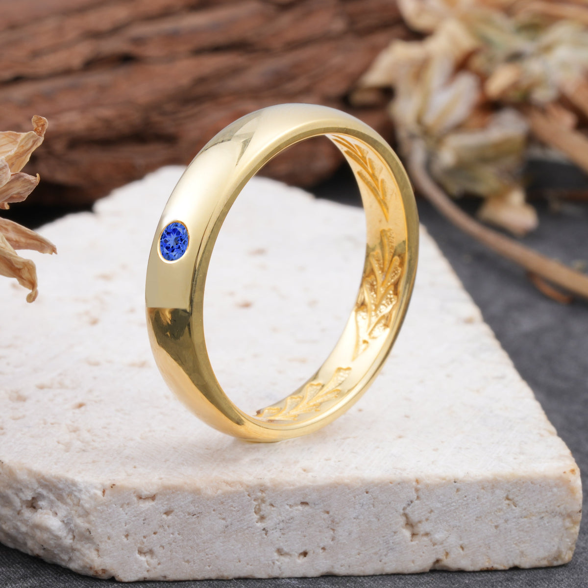 Iuxurious Round Cut Sapphire Men's Wedding Band