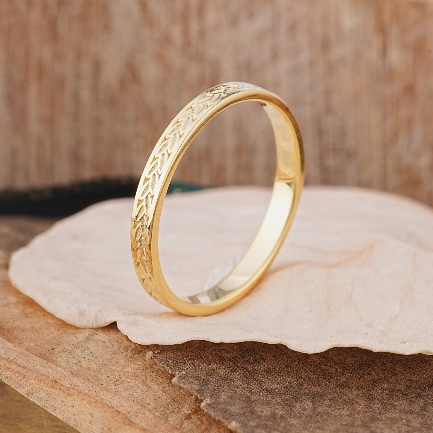 Vintage Wheat Braided Men Wedding Band Plain Band for Him