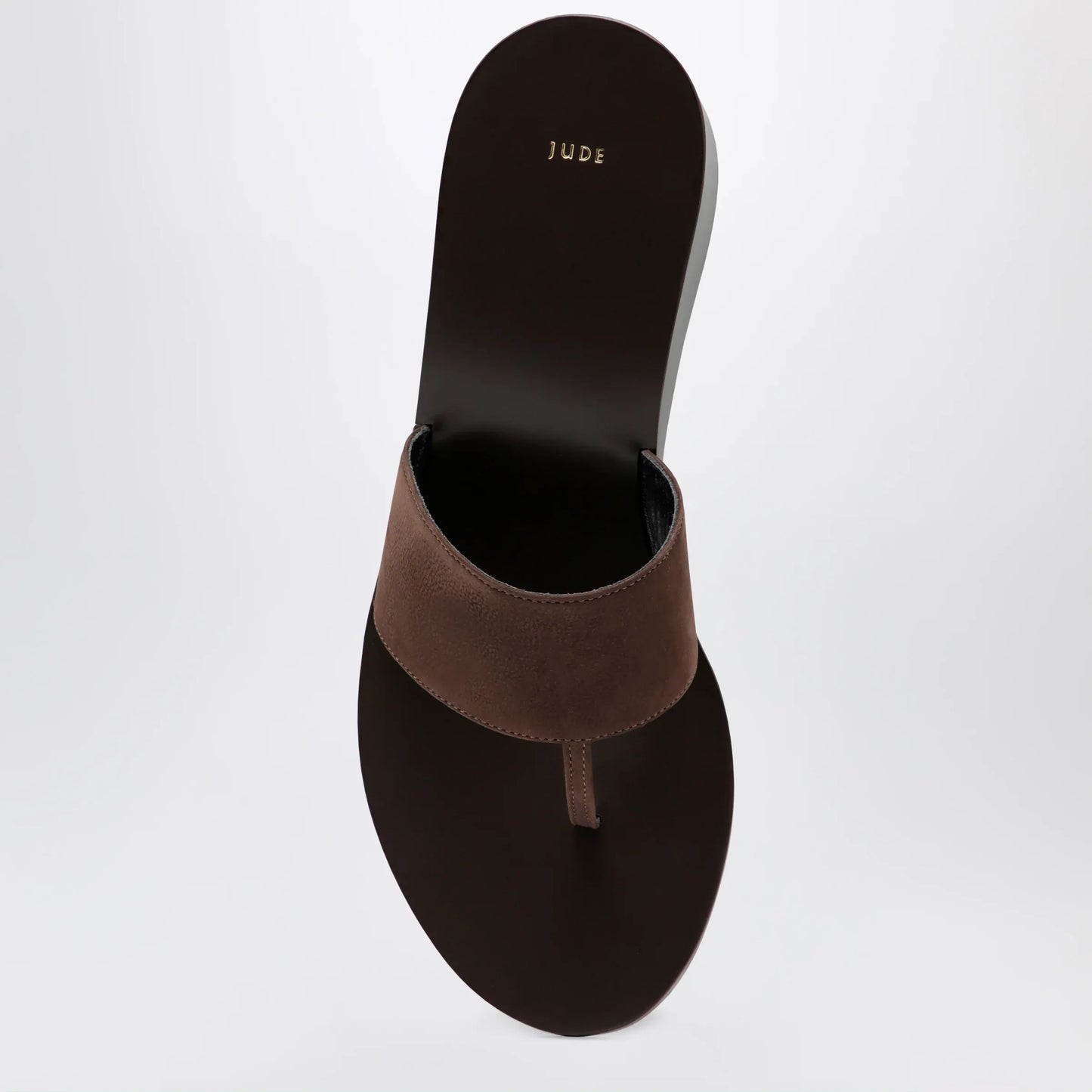 Jude - Brown high-heel suede flip-flops