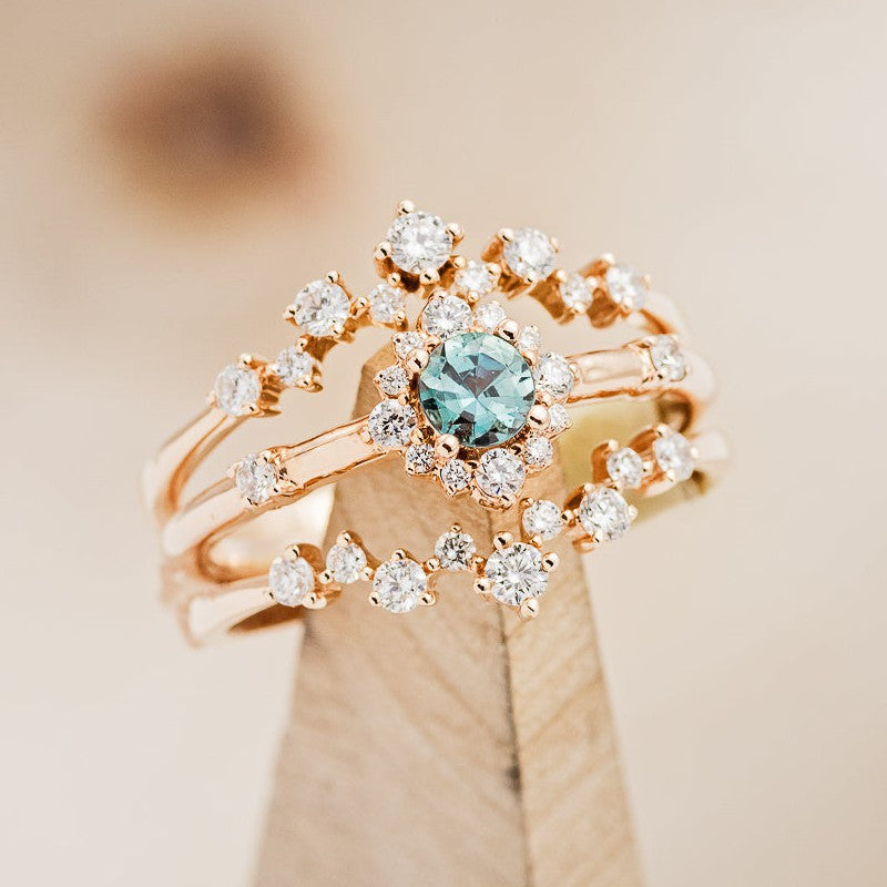 "Starla" - Round Cut Denim Montana Sapphire Starburst Engagement Ring