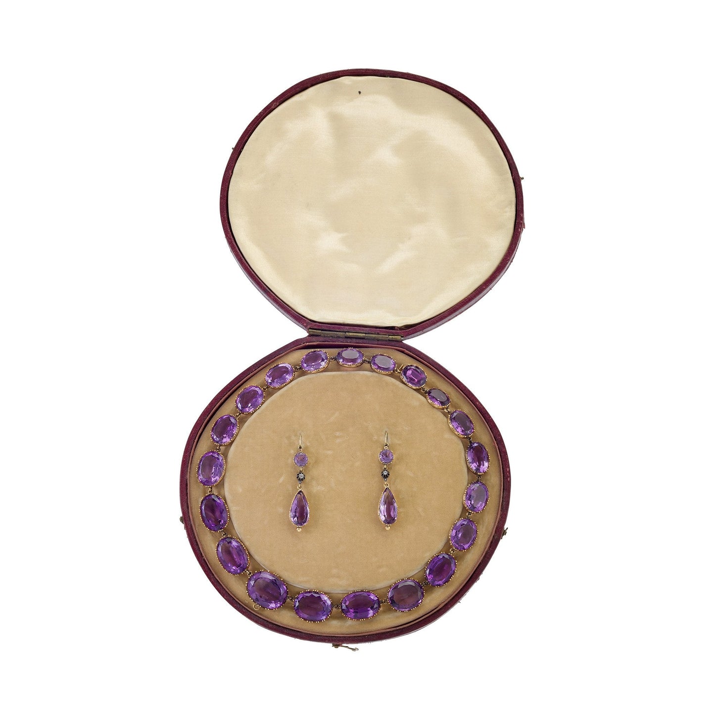 Amethyst Rivière Necklace and Earrings Suite