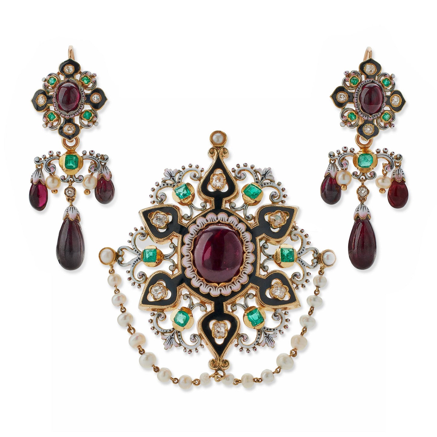 French Renaissance Revival "Holbeinesque" Demi-Parure