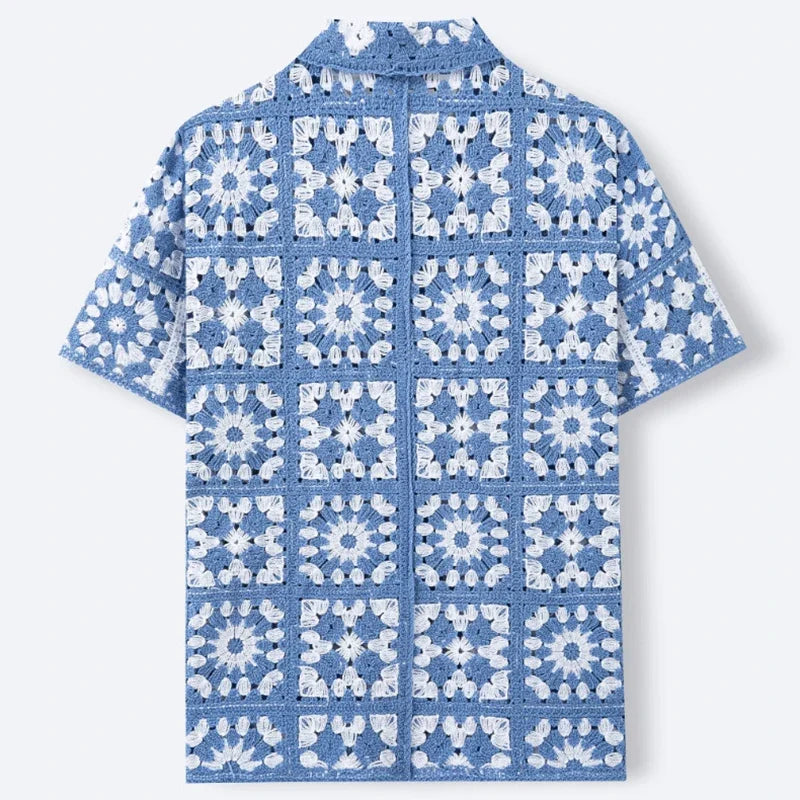 Floral Crochet Knit Shirt