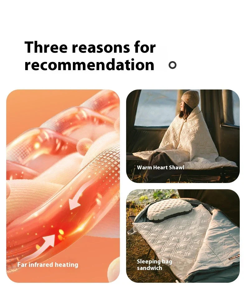 Naturehike Electric Heater Blanket Portable Ultralight Wearable Cloak Sleeping Bag Poncho Coat Winter Warm 20D 380T Nylon Fabric USB Electric Heating Quilt