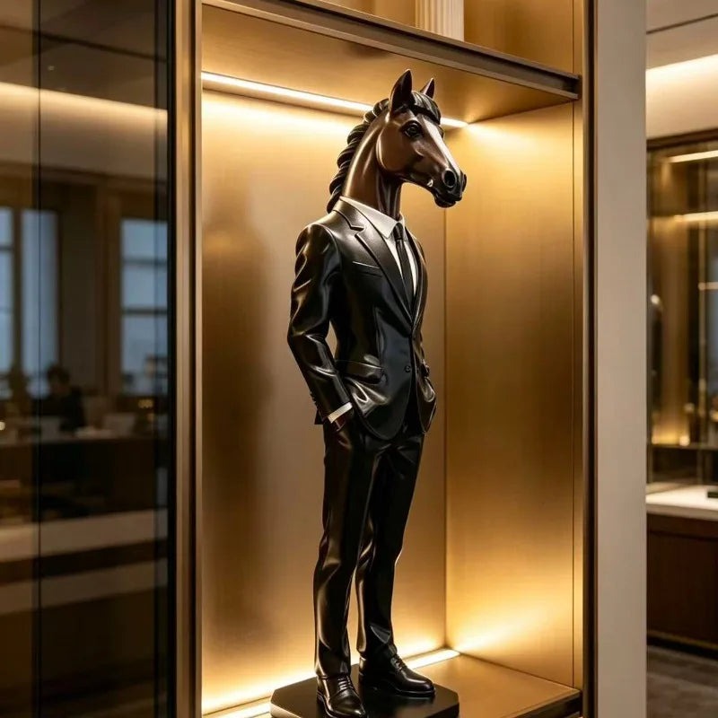 Suited Horse Resin Sculpture