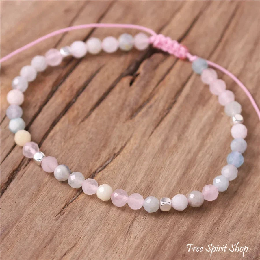 Natural Pink Morganite Minimalist Bead Bracelet