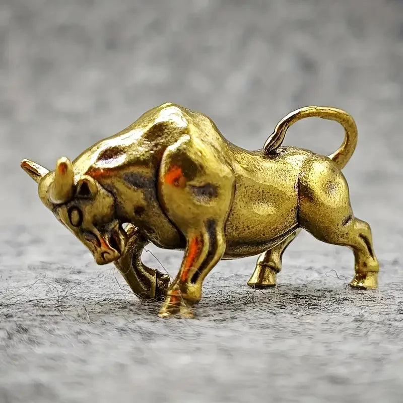 Miniature Brass Bull Sculpture