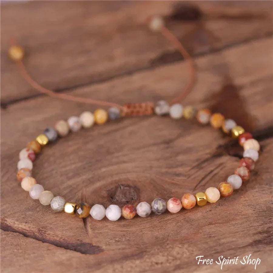 Natural Crazy Agate Minimalist Bead Bracelet