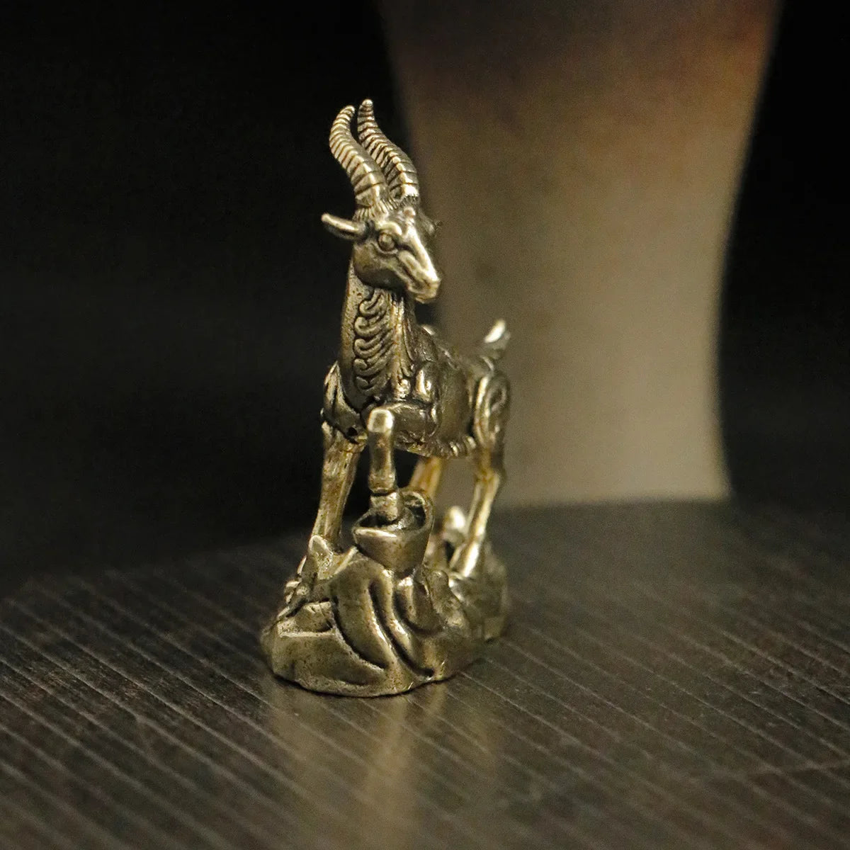 Miniature Brass Goat Sculpture