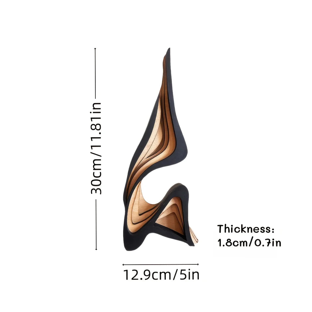 Layered Abstract Wood Flame Sculpture