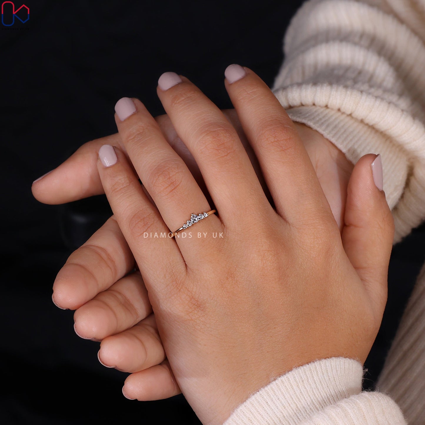 5 Stone Wedding Band - Round Diamonds