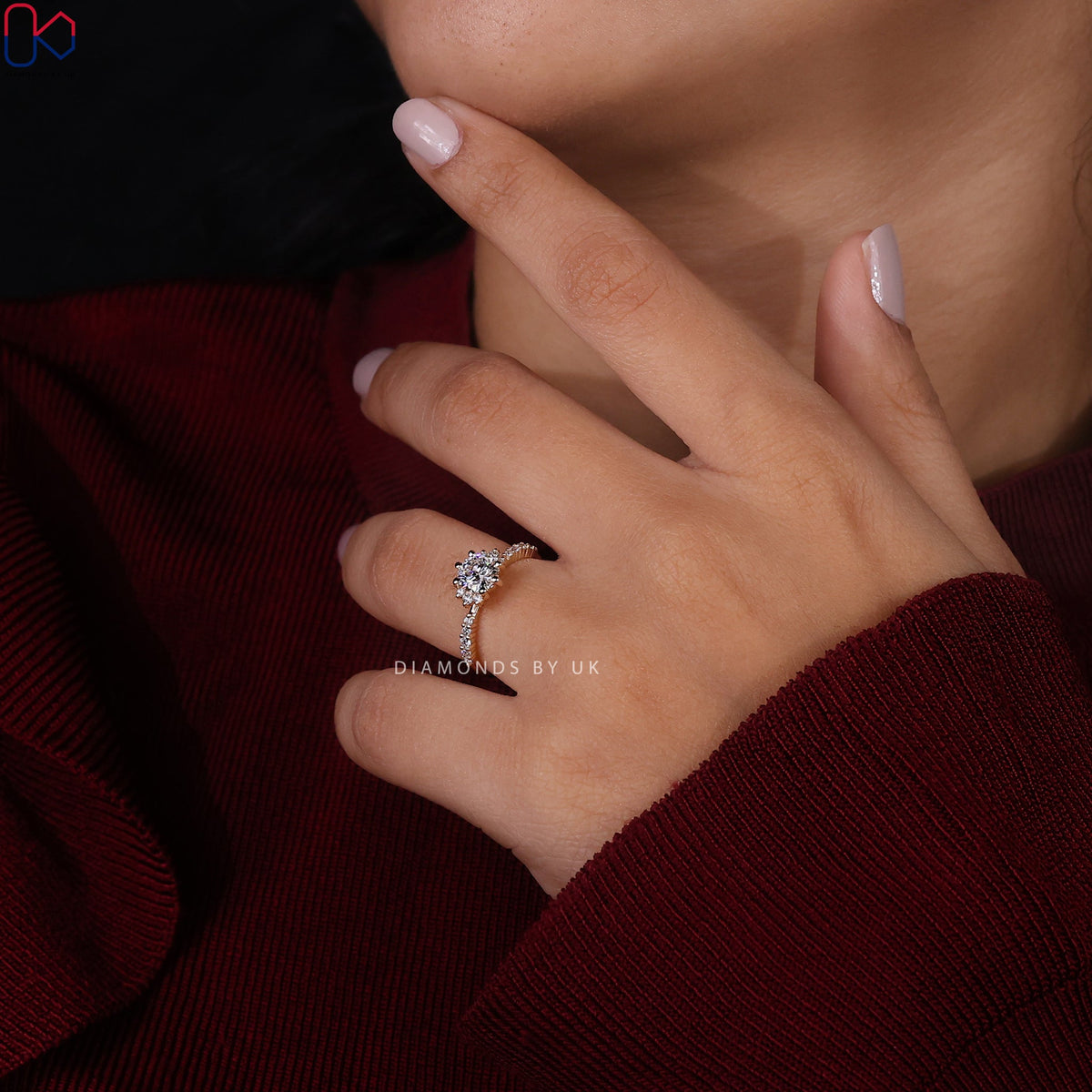 Round Brilliant Diamond Cluster Ring