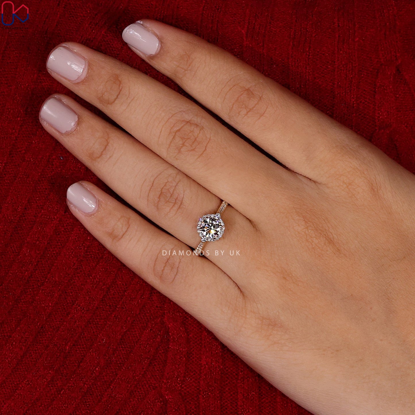 Round Cut  Halo Diamond Engagement Ring