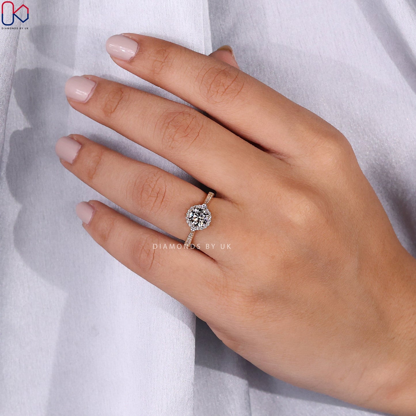 Round Cut  Halo Diamond Engagement Ring