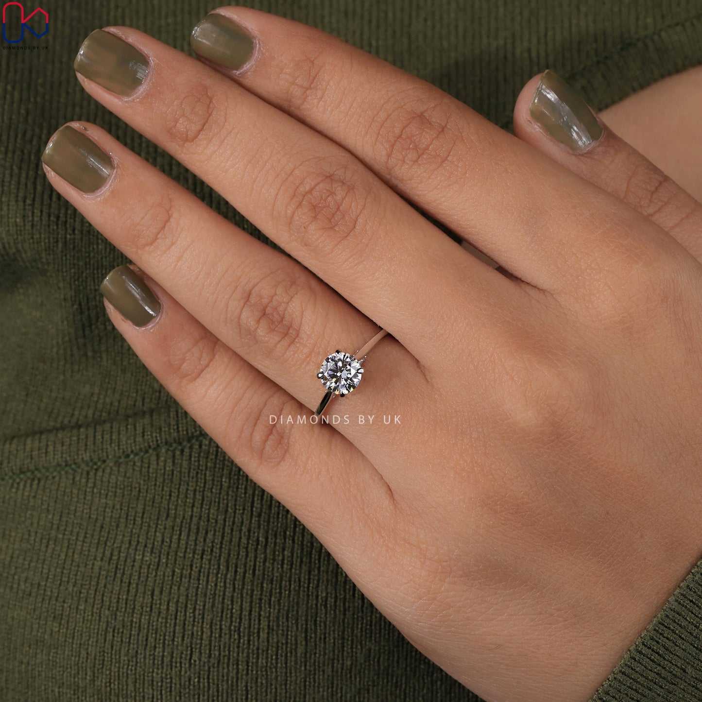 Round Diamond Hidden Halo Engagement Ring