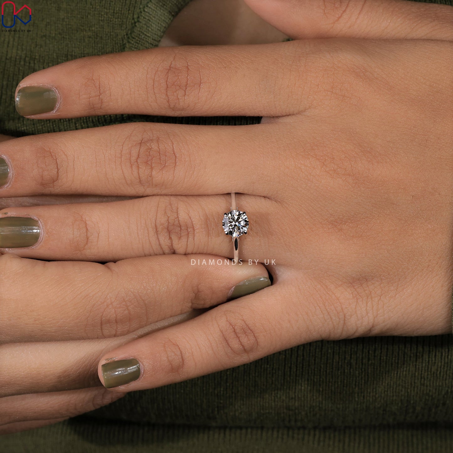 Round Diamond Hidden Halo Engagement Ring