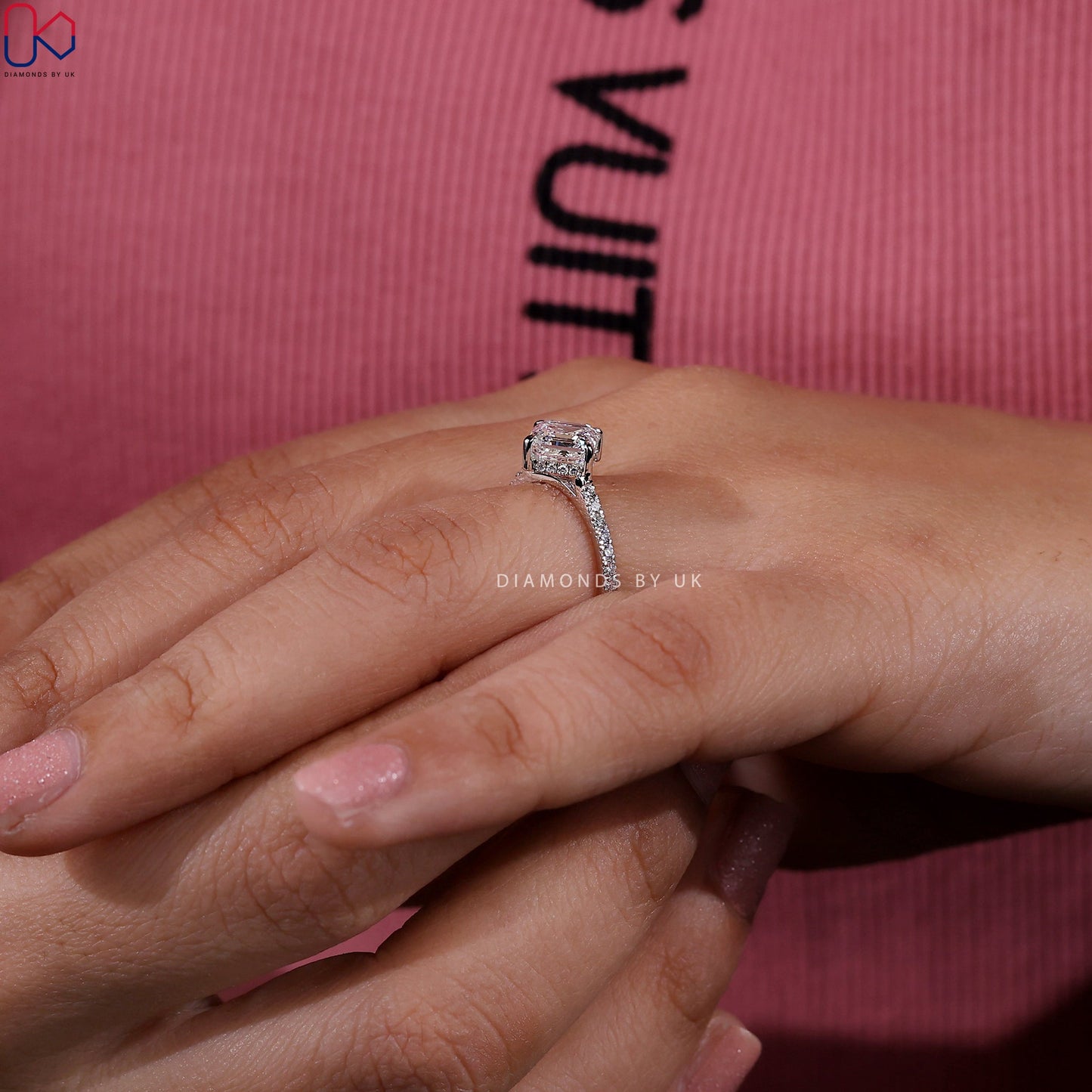 Asscher Cut Diamond Ring In Hidden Halo