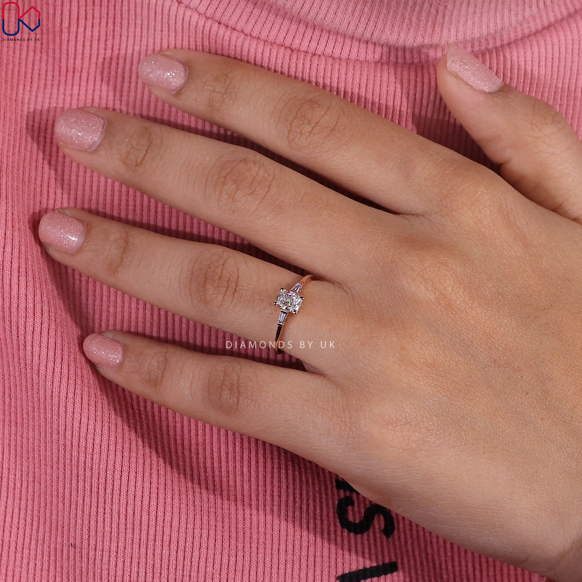 Radiant Cut 3 Stone Diamond Ring