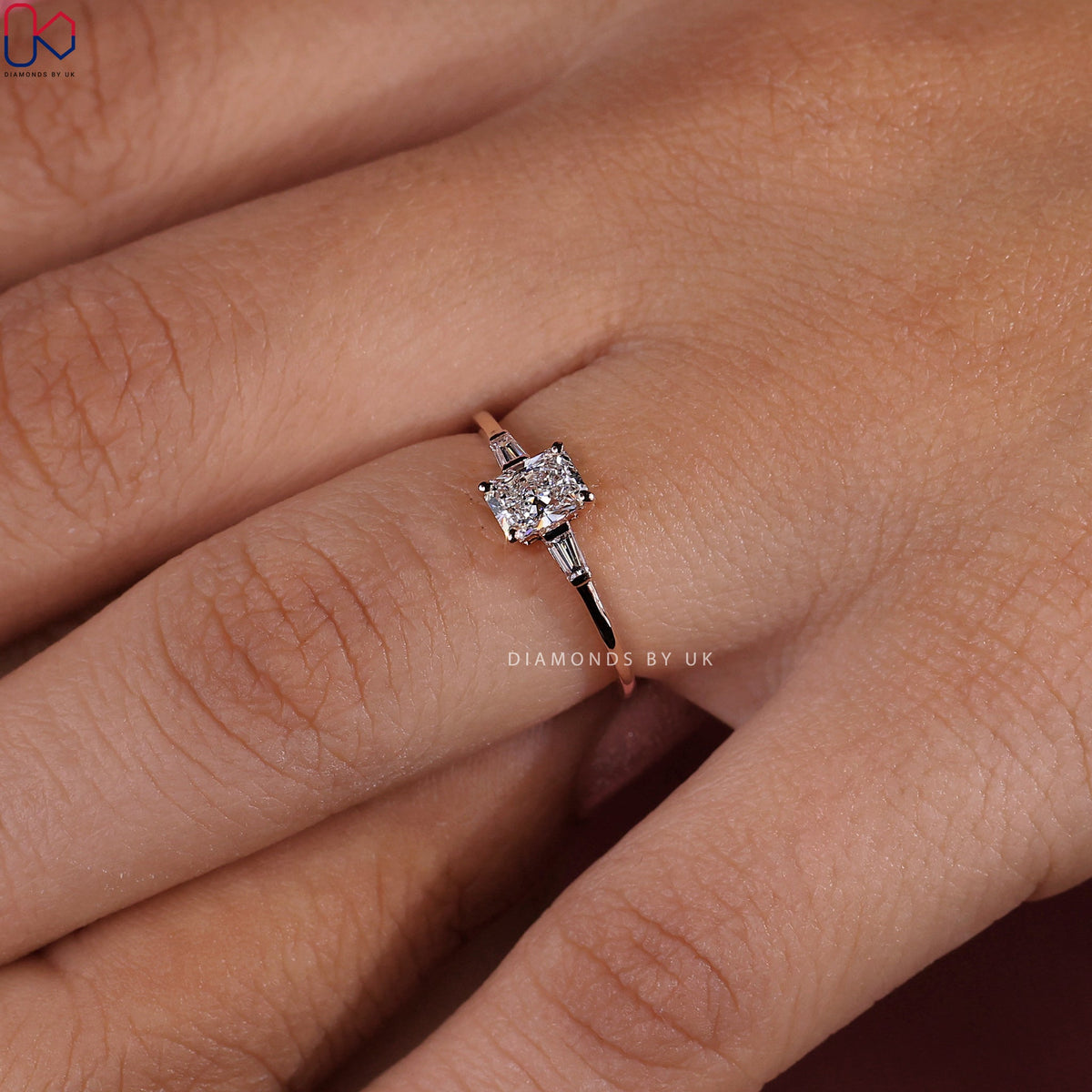 Radiant Cut 3 Stone Diamond Ring