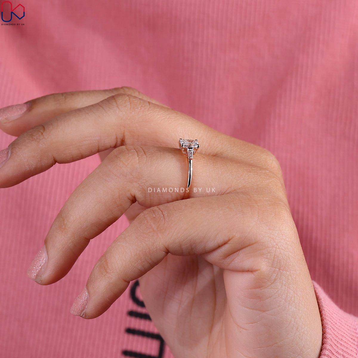 Radiant Cut 3 Stone Diamond Ring