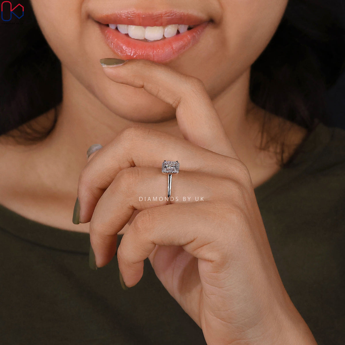 Princess Cut Diamond Ring With Halo Setting